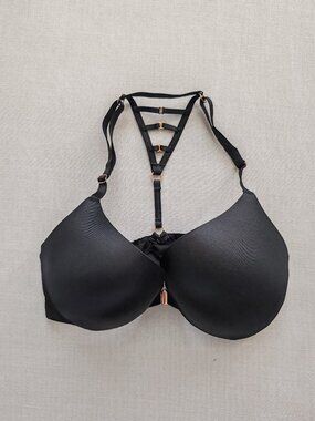 Victoria's Secret So Obsessed Push-Up Bra 34D Black Front Close Strappy Racerbac